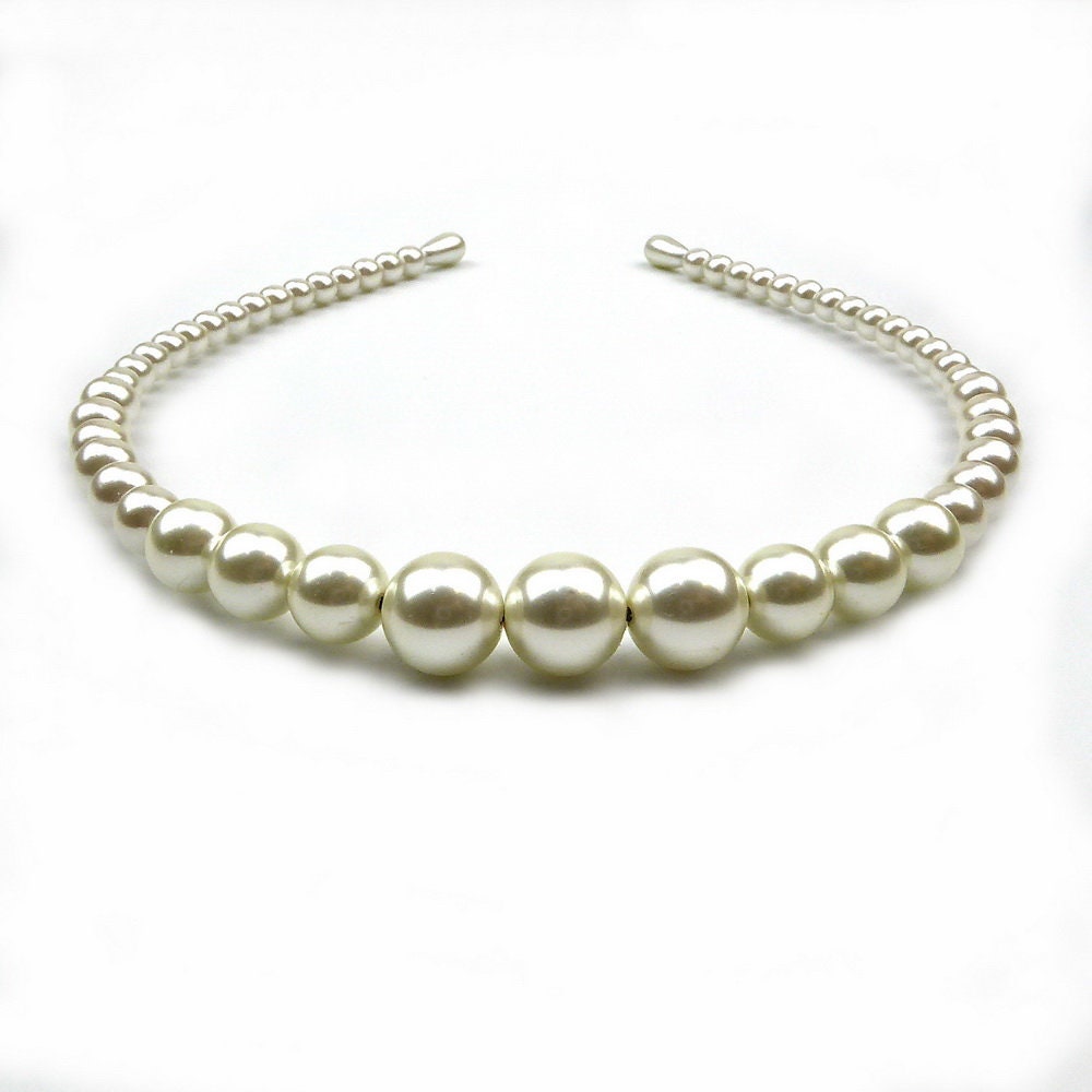 Serre tête couronne perles nacrées