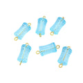 Perles Cylindriques Acrylique Bleu 15x8mm Tige Dorée - Lot de 10