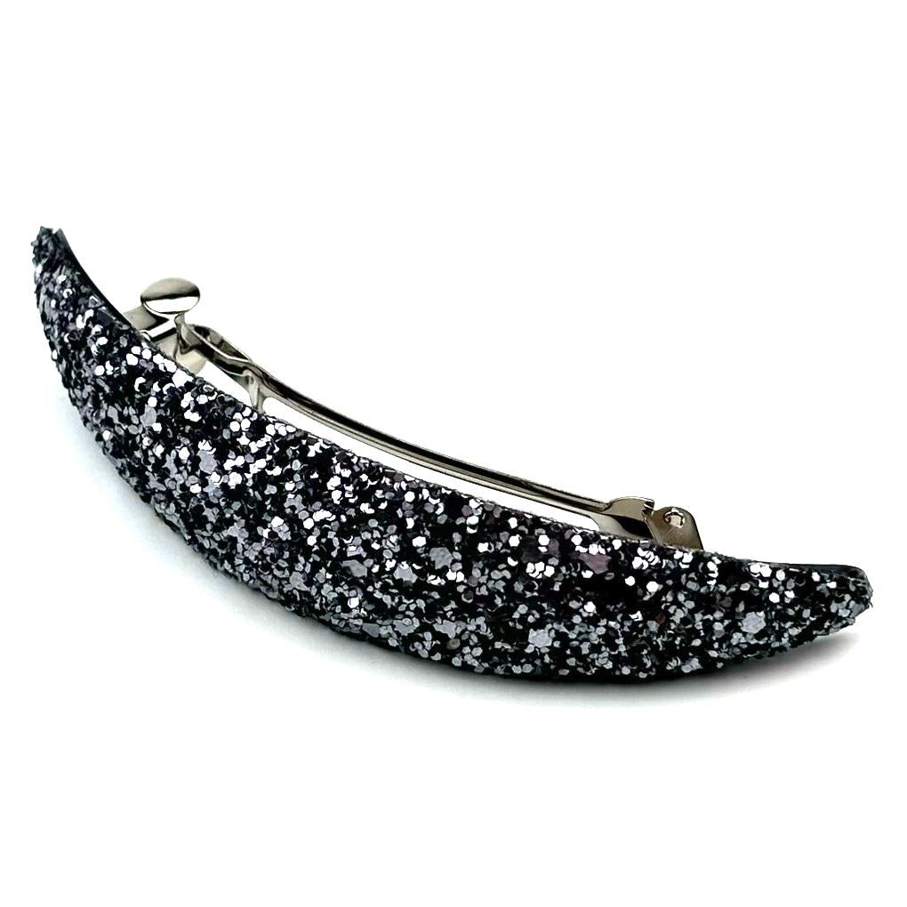 Barrette cheveux ovale à paillettes - gris
