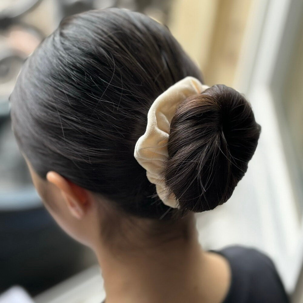 Lot de 2 chouchous scrunchie velours - crème