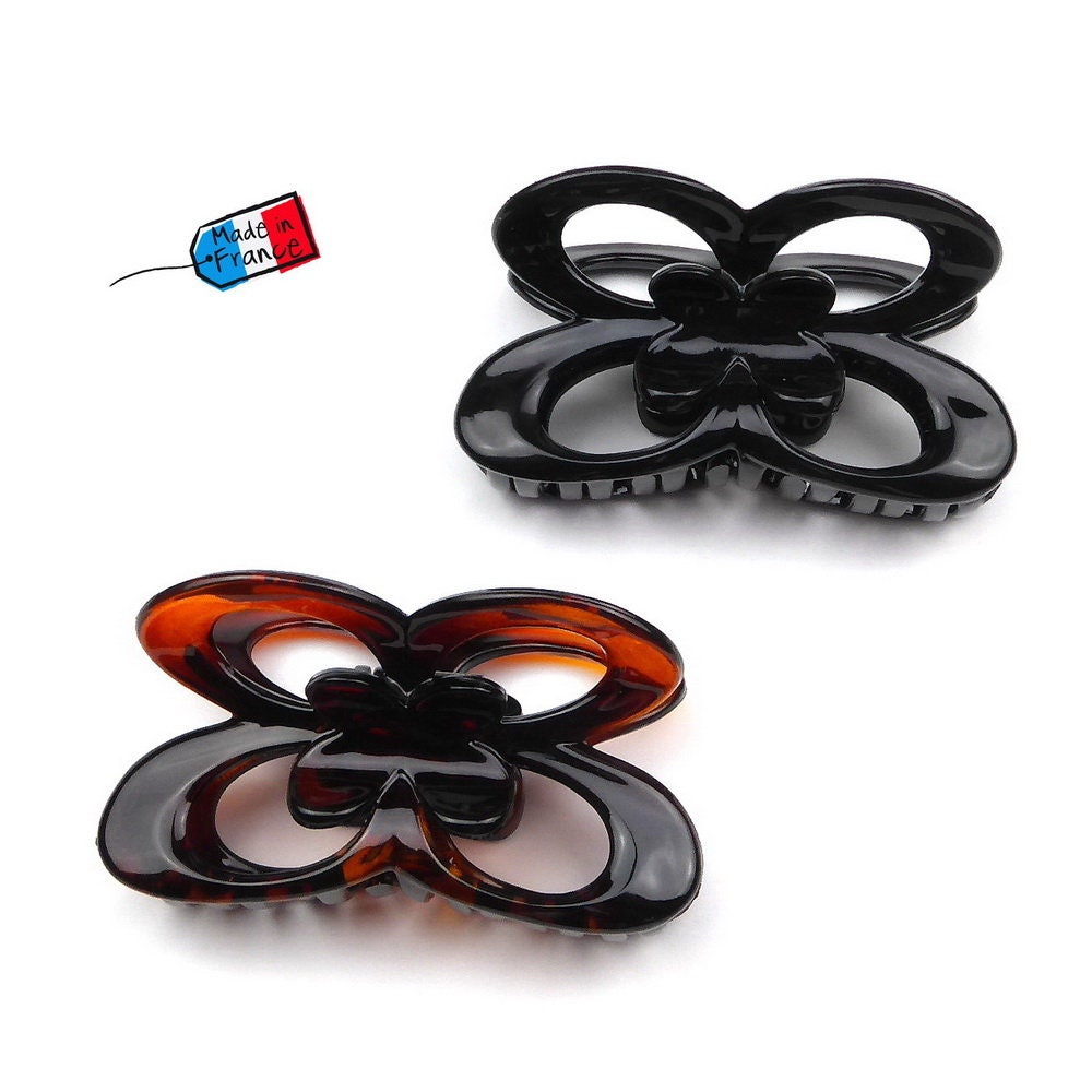 Pince à cheveux en acétate papillon 8cm Fabrication Française 
