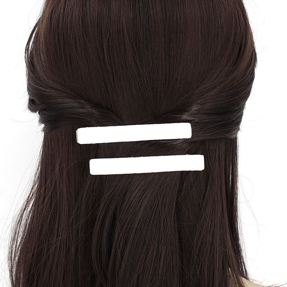 Pince cheveux paillettes 8cm - nacré blanc