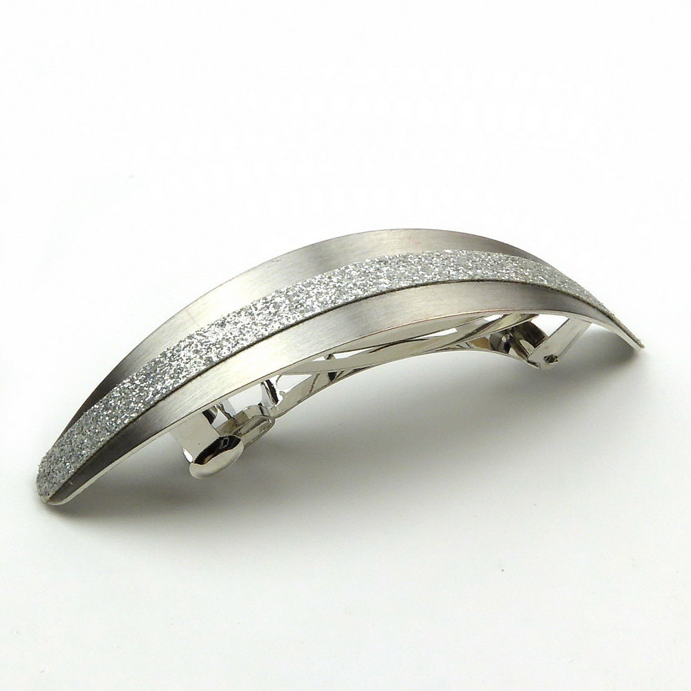 Barrette cheveux ovale incurvée paillette