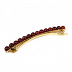 Barrette cheveux fine 8cm perles rouge cheveux fin