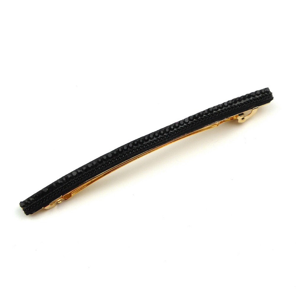 Barrette cheveux longue 10cm avec chaine strass noir