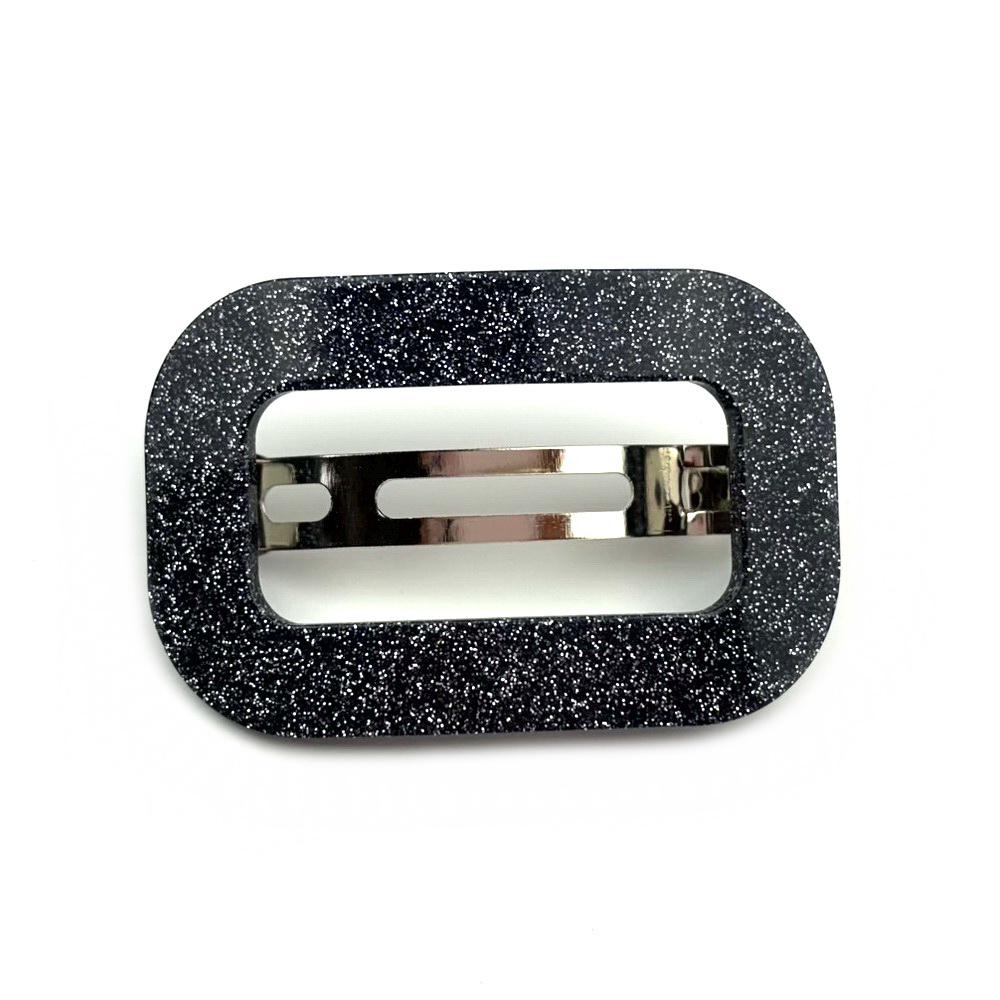 Barrette cheveux ajouree en acetate paillette gris