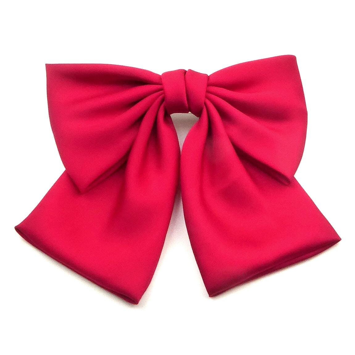 barrette cheveux ornée d'un nœud à pan en satin rouge