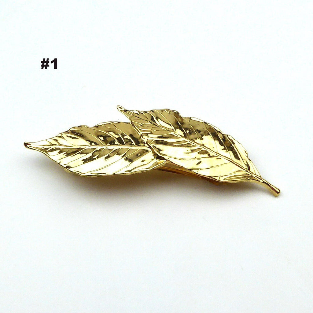 Barrette cheveux métal feuille doré