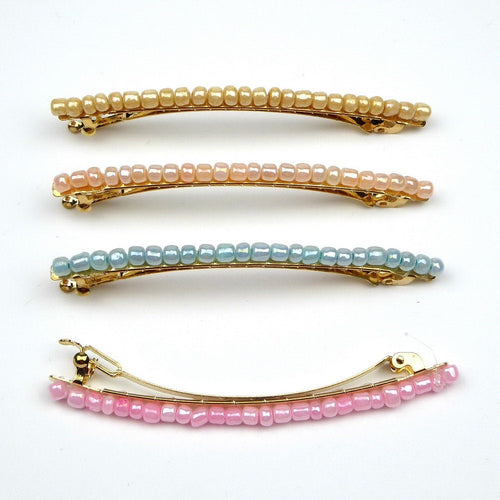 Barrette Cheveux Fine Perles de Rocaille 8cm