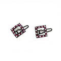 Barrettes cheveux carré en métal et strass - Lot de 2