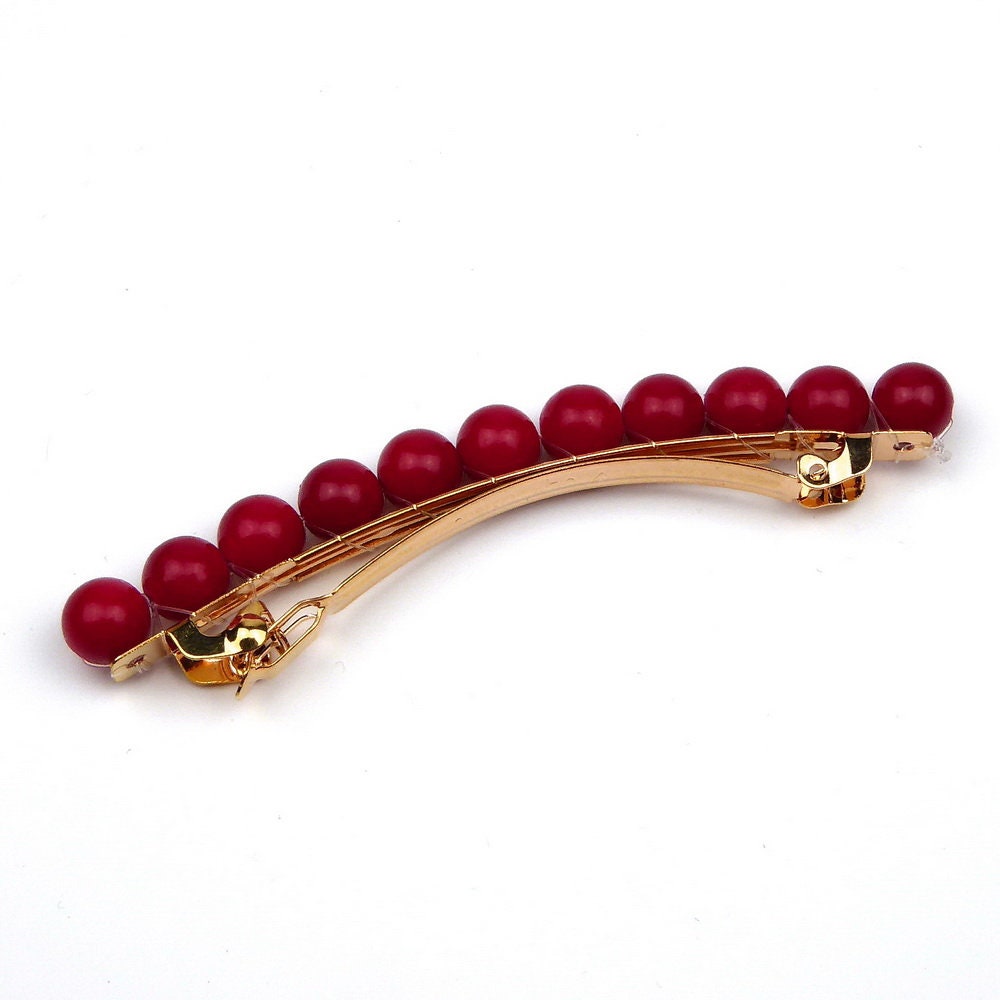 Barrette cheveux 8cm, perles 8mm