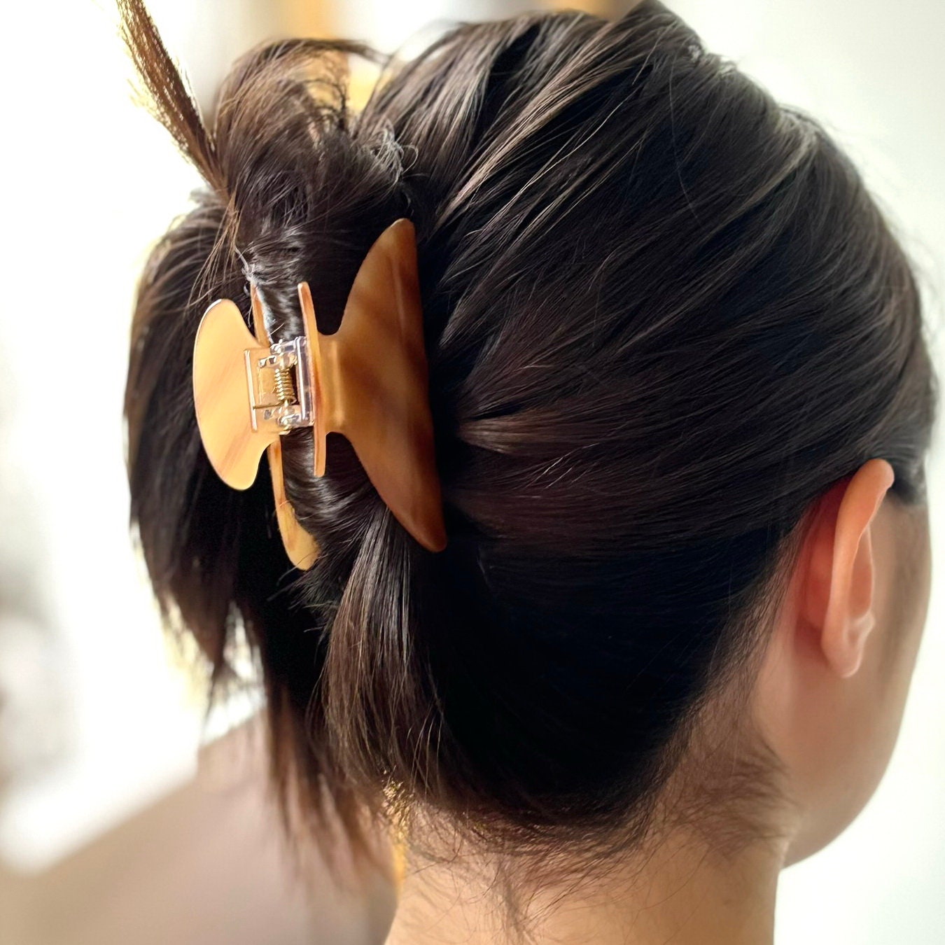 Pince cheveux motif corne 8cm fait main