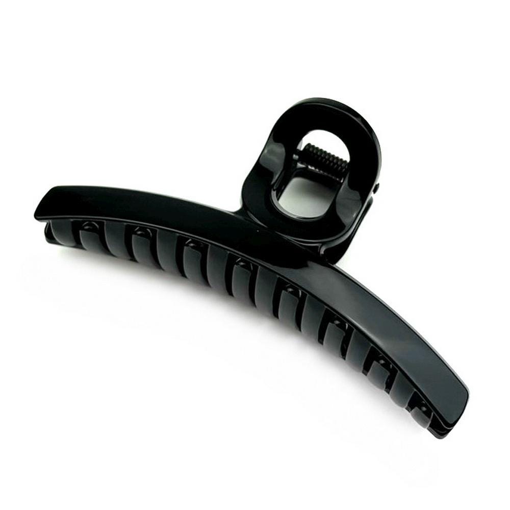 Grande pince cheveux crabe 11cm noir en celluloïd pour chignon élégant