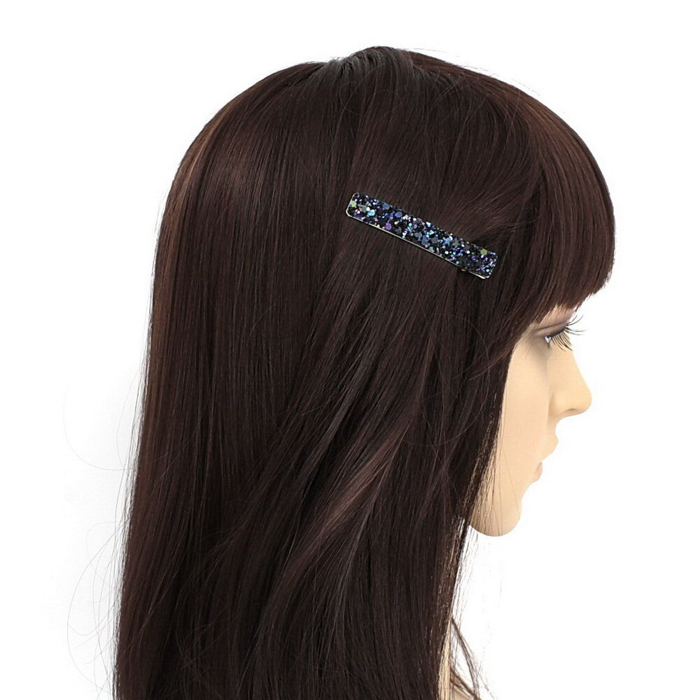 Pince cheveux paillettes 6cm - peacock