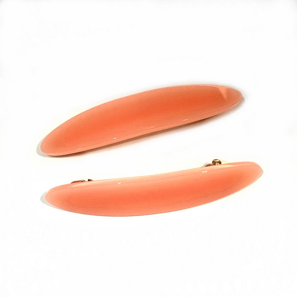 Barrettes cheveux ovale 7cm rose poudré - Lot de 2
