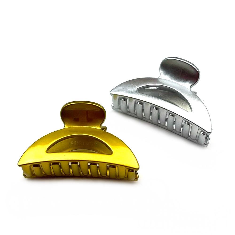 Lot de 2 grandes pinces cheveux crabe 8.5cm métallisées