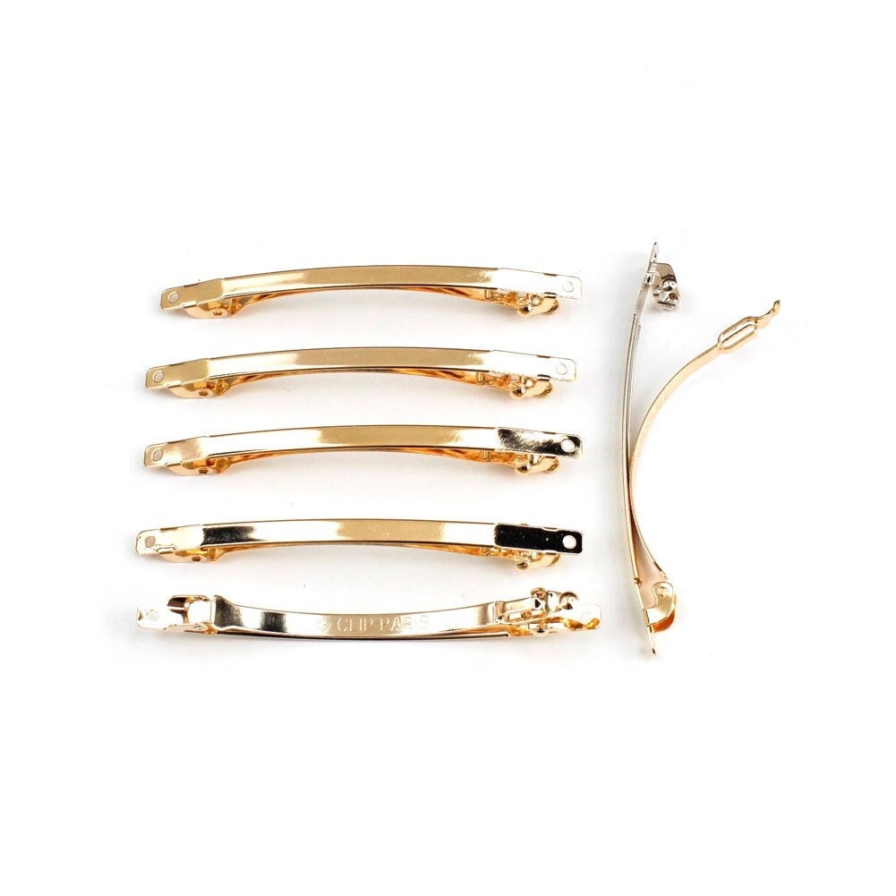 Barrettes fines 7cmx0.3cm "Clip Paris" or - Lot de 10