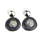 Boucles d'oreilles pendantes émail et cristaux - gris