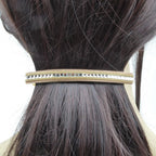 Barrette Cheveux Longue 9.5cm Velours Blanc Chaine Strass