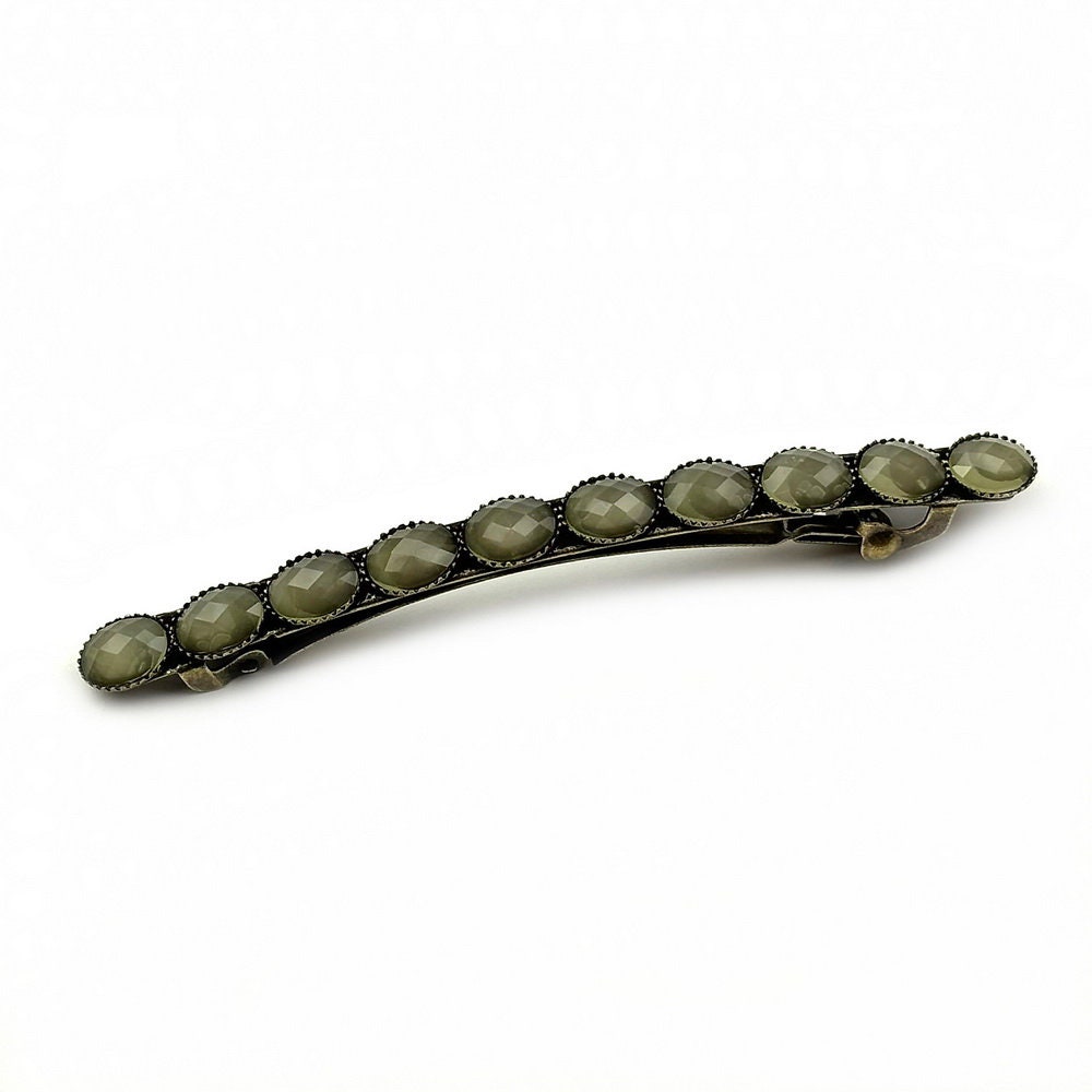 Barrette cheveux vintage longue avec perles à facette
