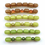 Barrette cheveux 8cm perles vert, marron