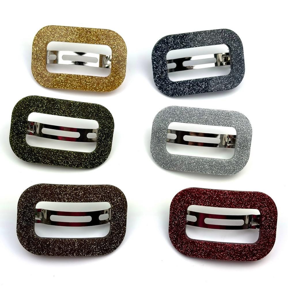 Barrette cheveux ajourée en acétate pailleté