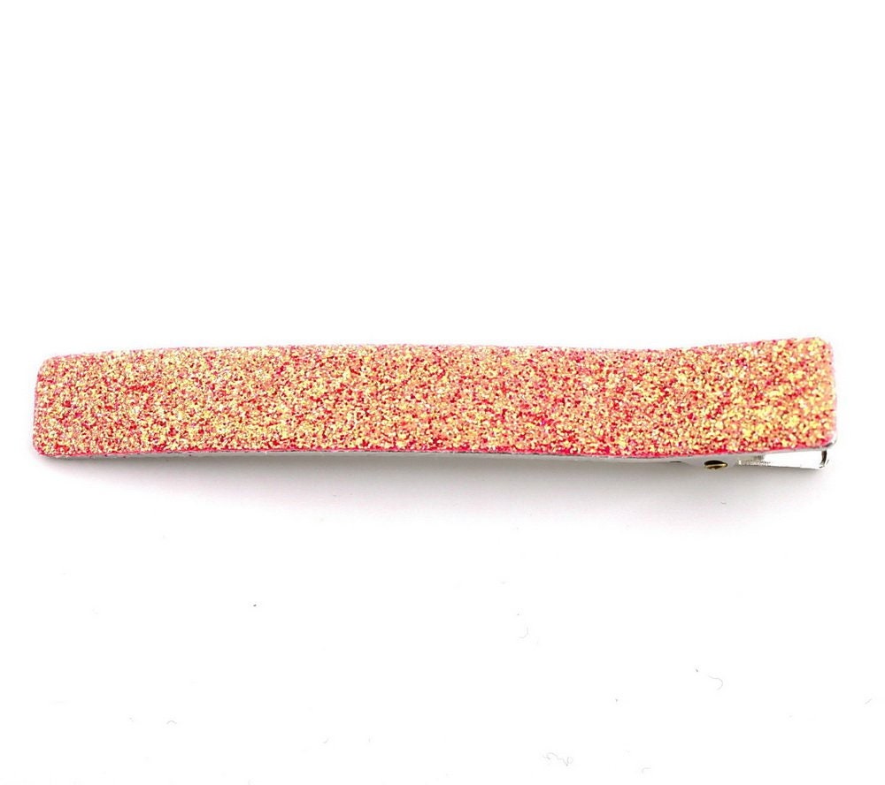 Pince cheveux paillettes 8cm - corail