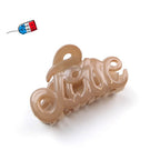 Pince à cheveux "Love" 5,5cm en acétate, beige, qualité premium, Made in France
