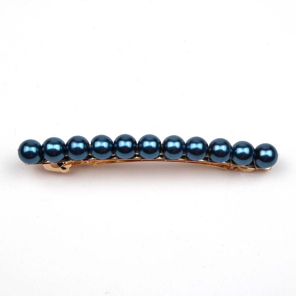 Barrette cheveux 8cm, perles nacrées