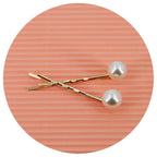 Barrettes cheveux doré et perle - Lot de 2