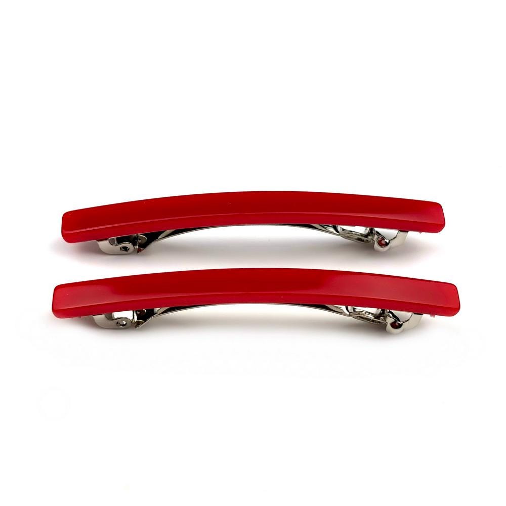 Barrettes cheveux fine 7cm rouge - Lot de 2