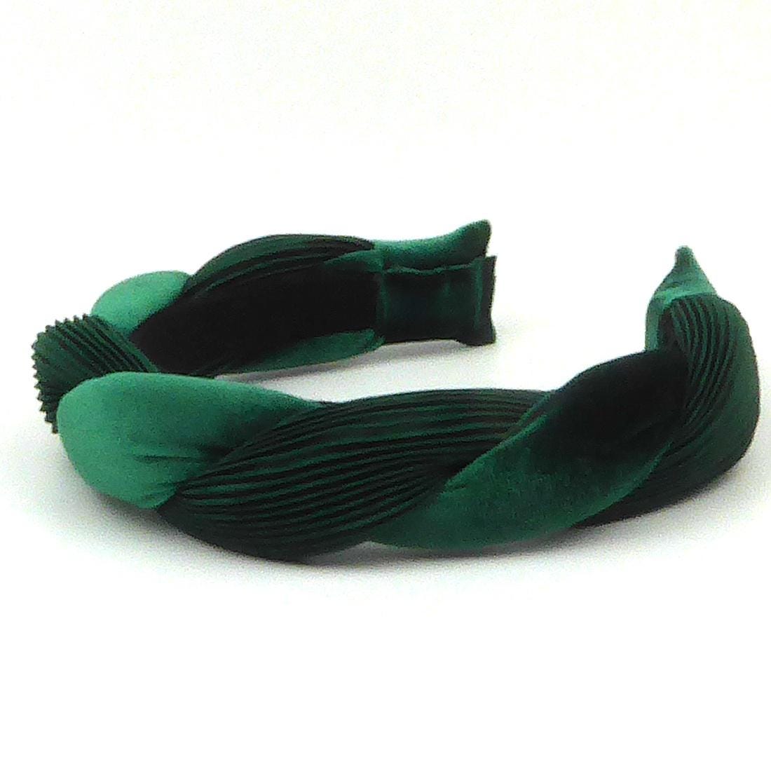 Gros serre tête tressé velours et satin plissé