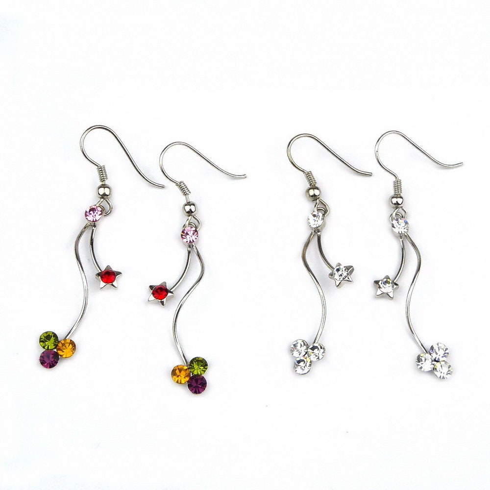 Boucle d'oreille pendante cristal