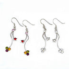 Boucle d'oreille pendante cristal