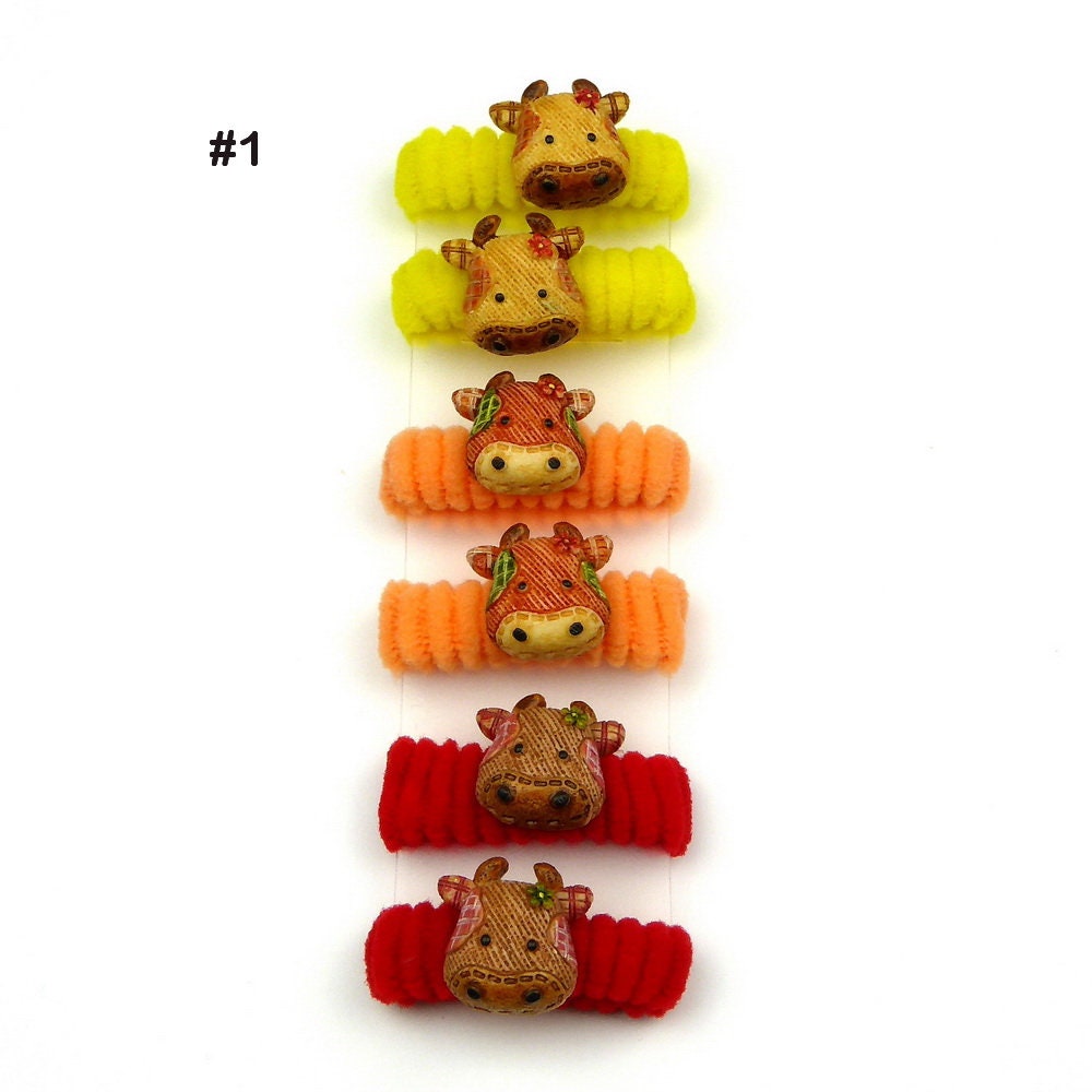 Lot de 6 élastiques cheveux enfant vache