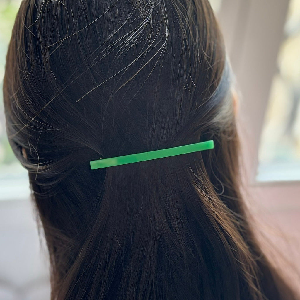 Barrettes cheveux fine fait main 9cm vert