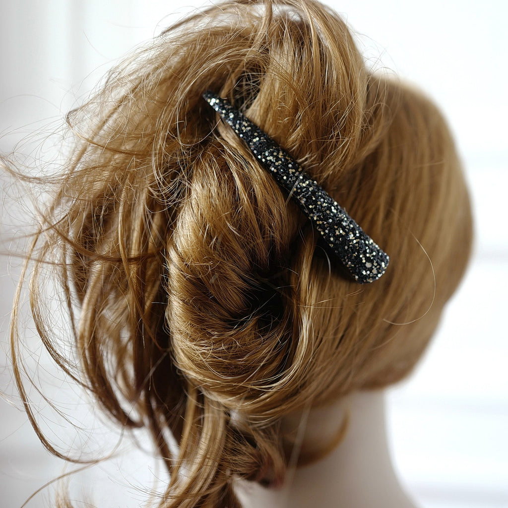 Grande pince cheveux concorde 10.5cm paillette - noir