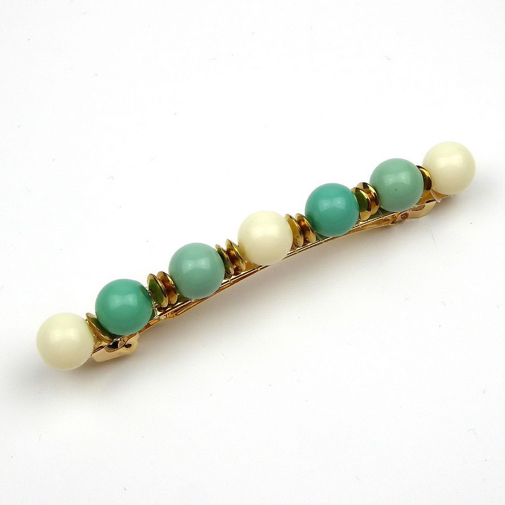 Barrette cheveux 8cm, perles ronde fantaisie