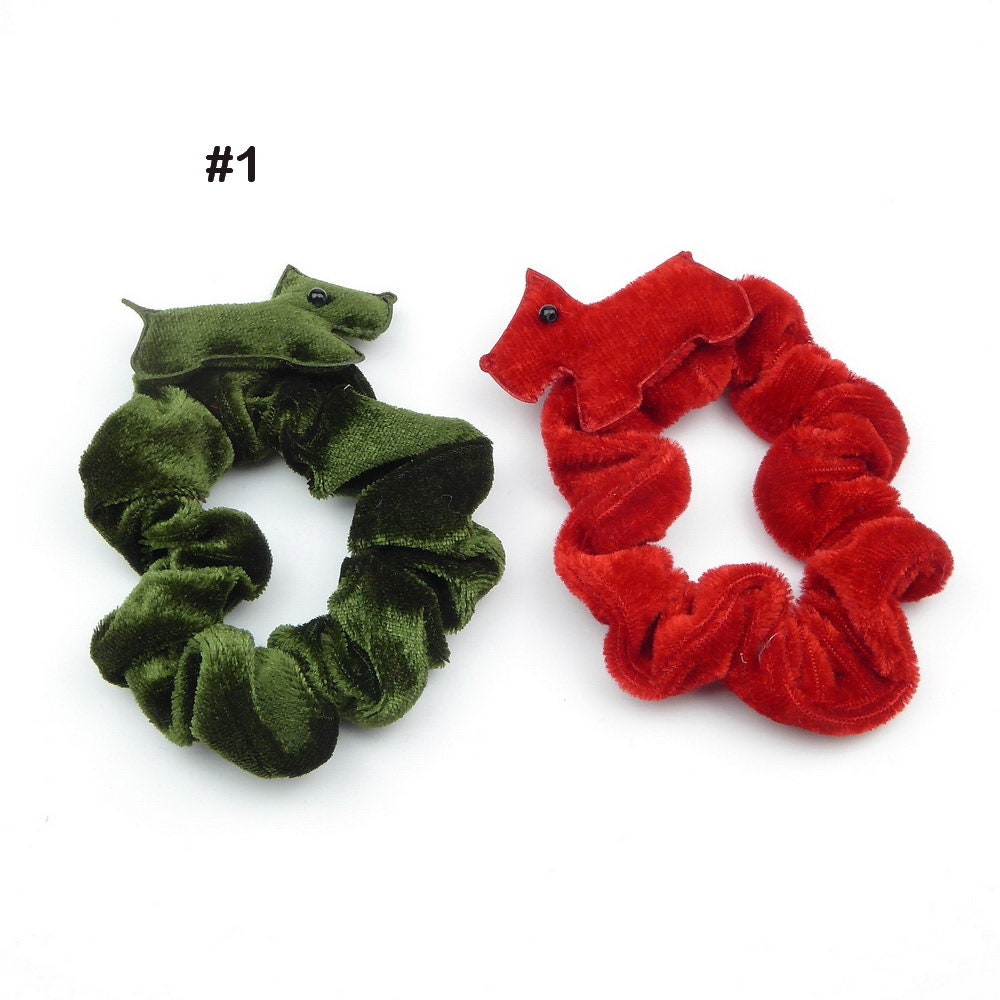 Lot de 2 chouchous élastique enfant velours chien