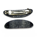 Barrette Cheveux Ovale incurvée 9cm Paillettes gris