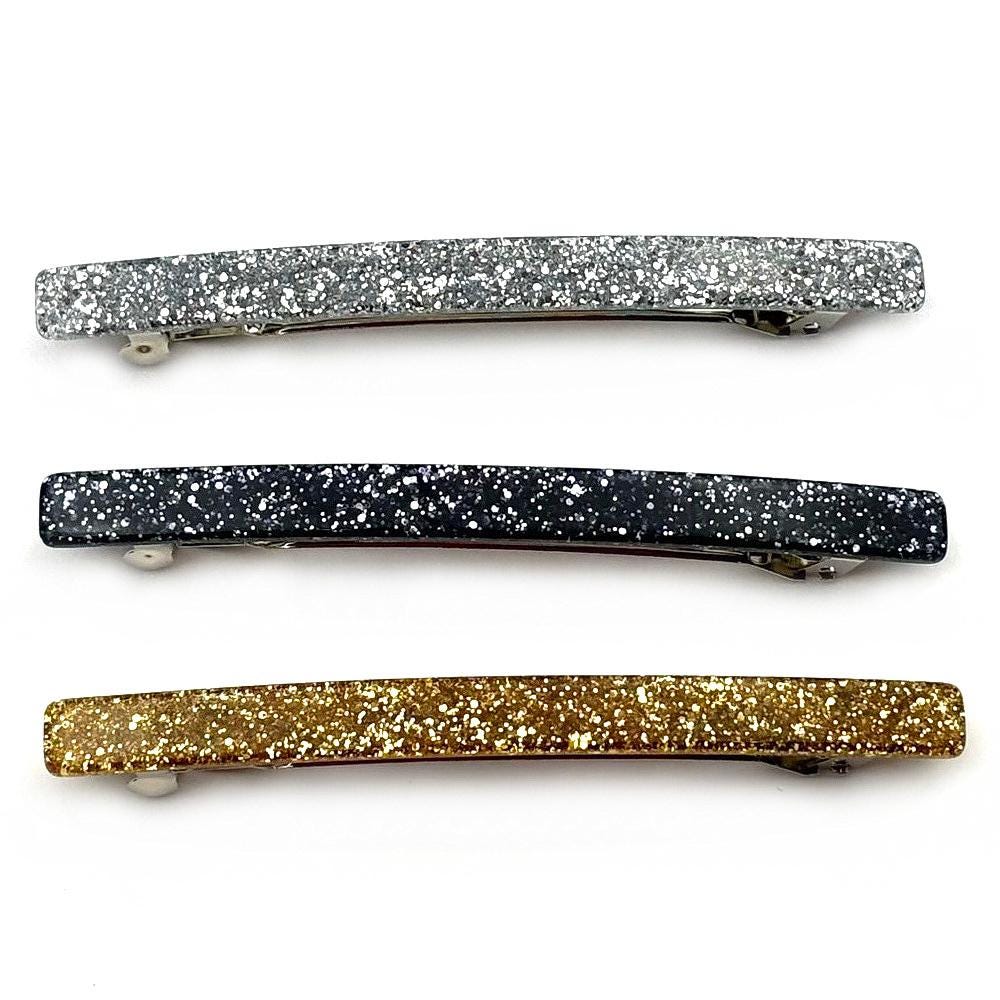 Barrette cheveux longue 10cm en acétate paillette