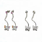 Boucle d'oreille pendant papillon cristal