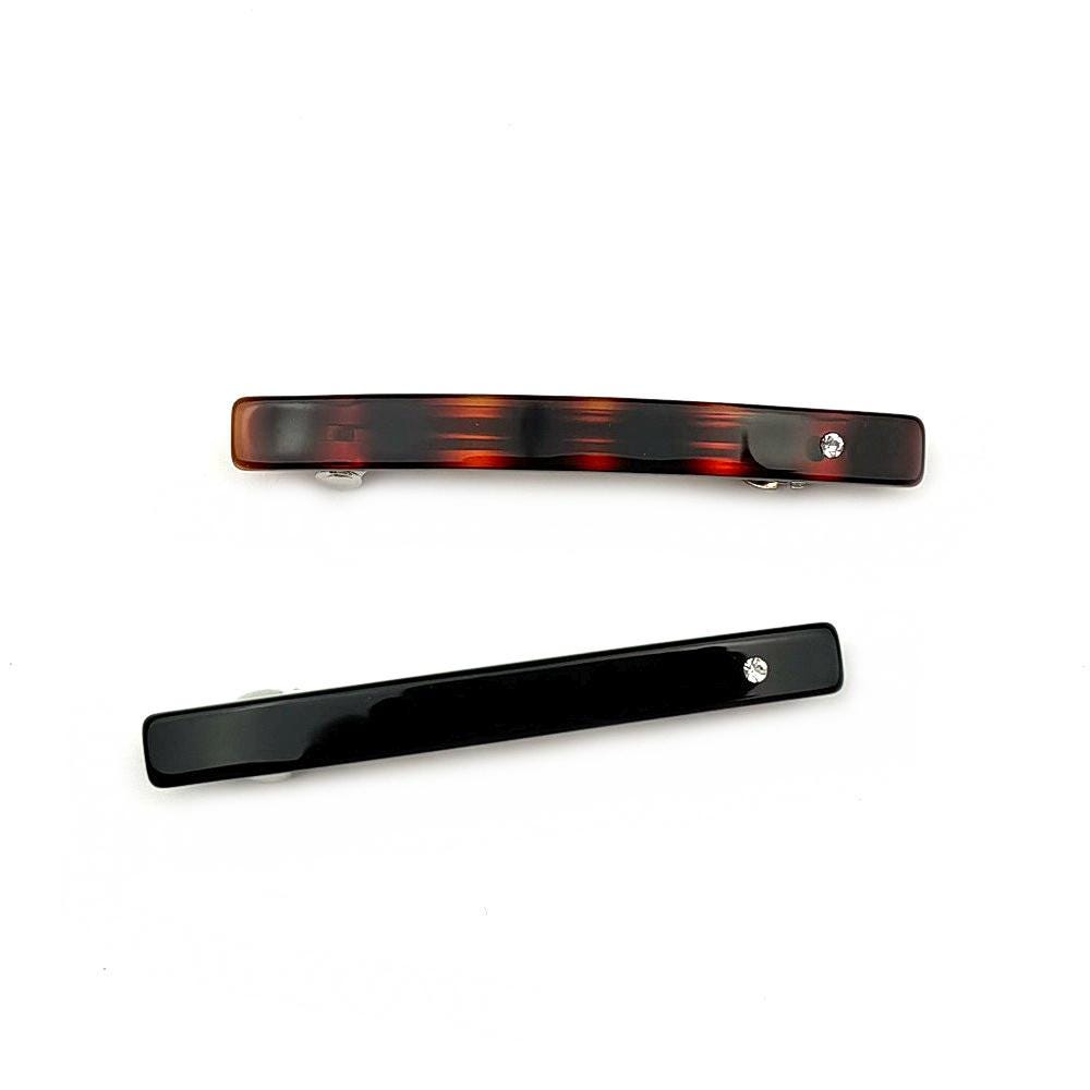 Barrette cheveux acétate et strass 6.5cm - Lot de 2