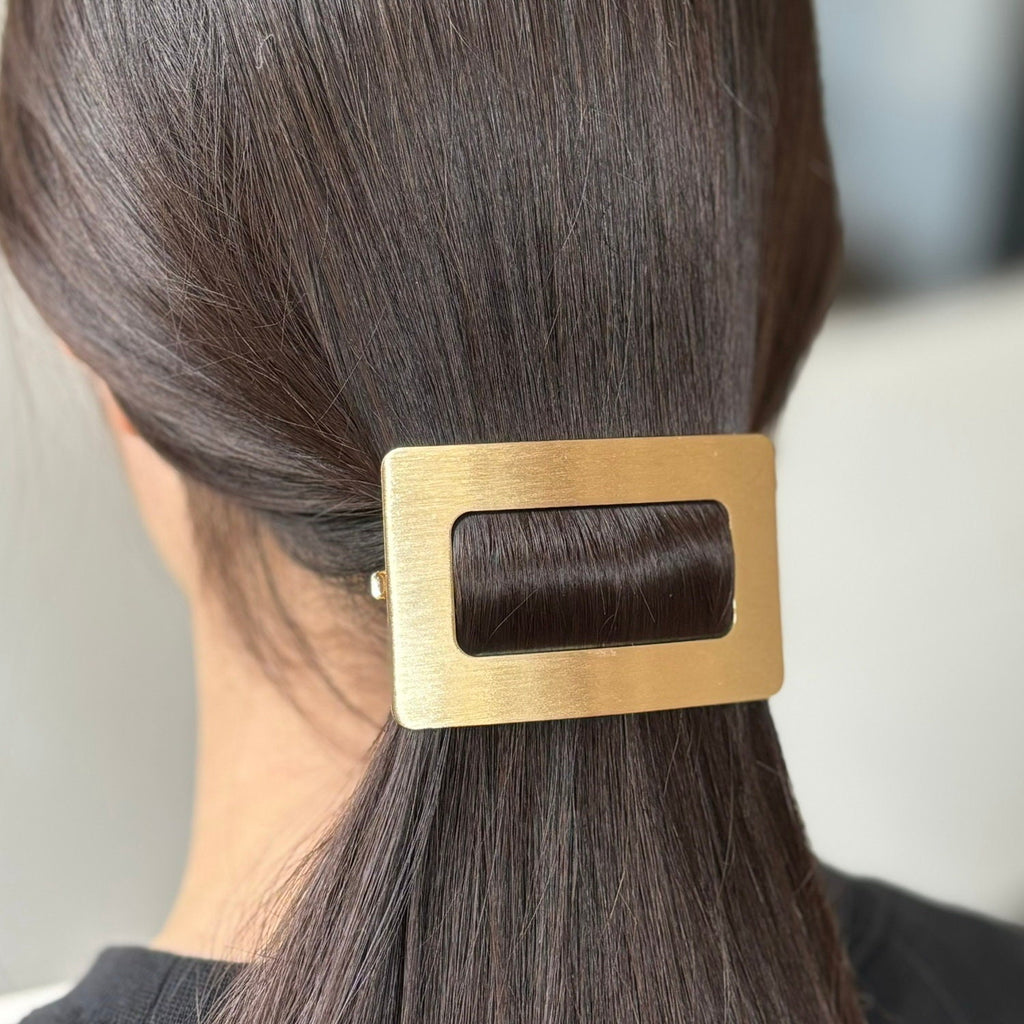 Barrette cheveux rectangulaire en métal brossé 8cm, accessoire cheveux