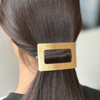 Barrette cheveux rectangulaire en métal brossé 8cm doré mat
