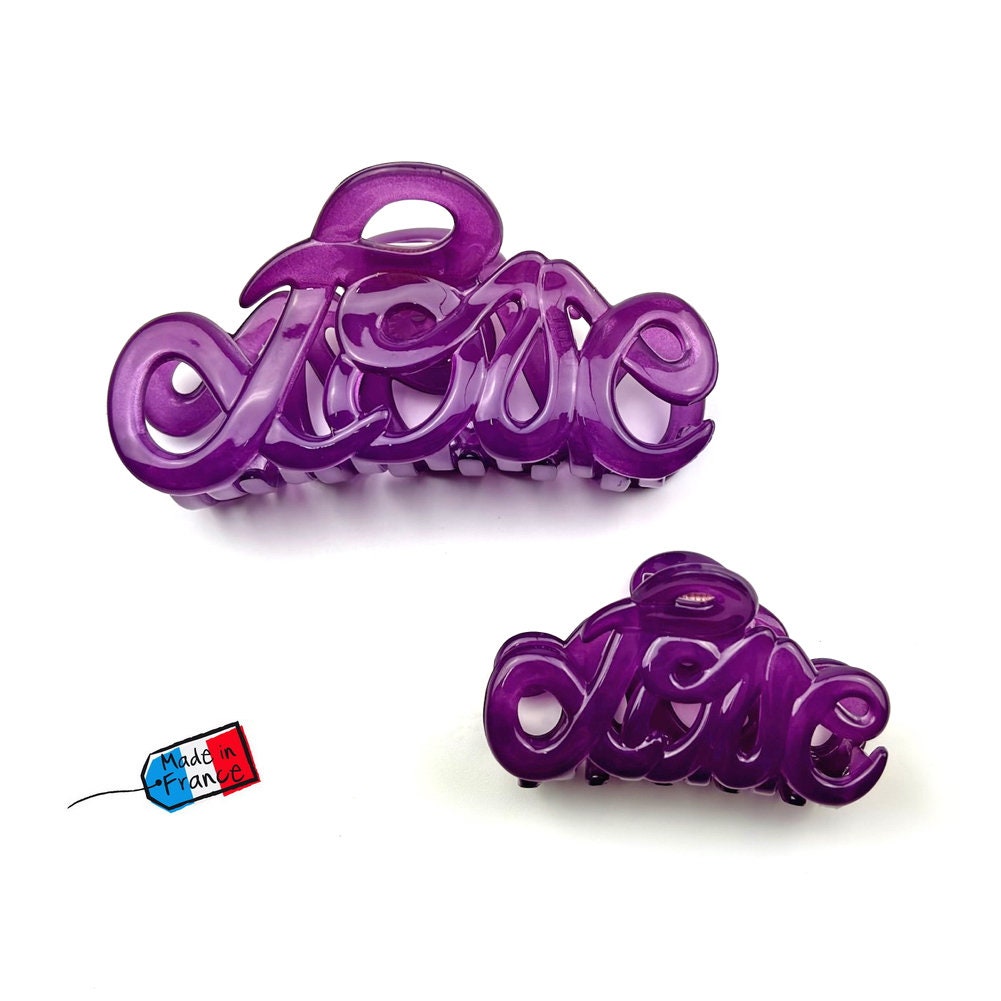 Pince à cheveux "Love" en acétate, violet, qualité premium, Made in France