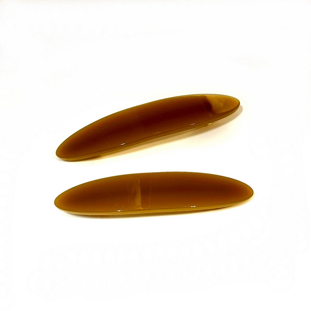 Barrettes cheveux ovale 7cm marron - Lot de 2