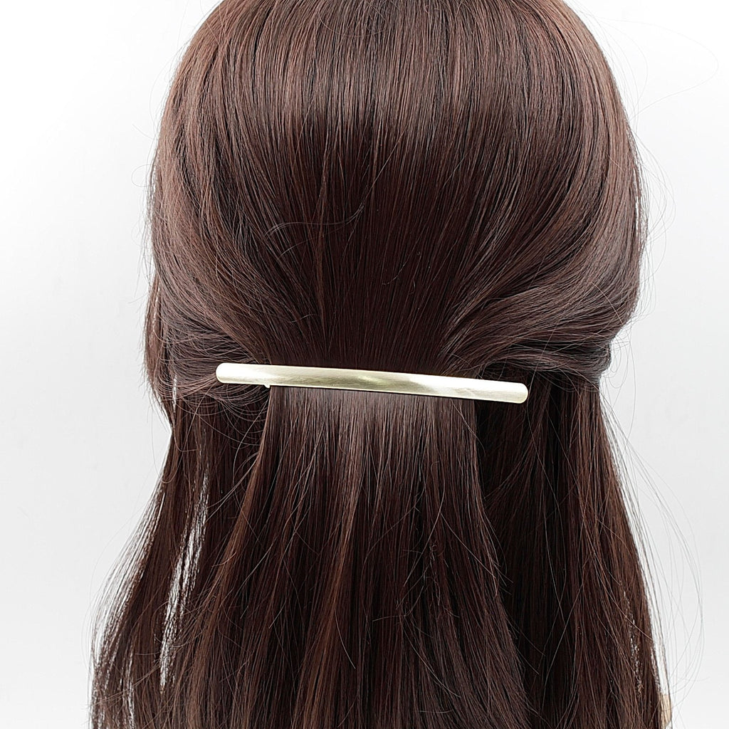 Barrette cheveux longue et fine en métal brossé - Argenté