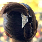 Pince cheveux crabe ornée de paillettes scintillantes argent