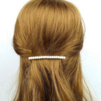 Barrette cheveux fine perles œil de chat 8cm – Éclat chatoyant blanc